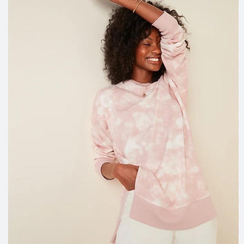 Old Navy Oversized Vintage Tunic Sweatshirt pink Tie Dye